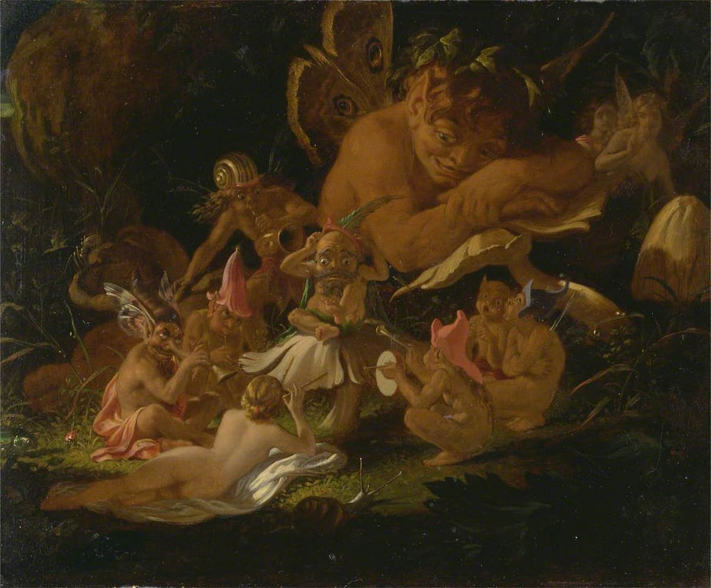 painting of Puck and fairies
