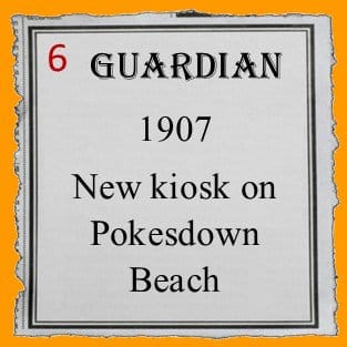 6 200px square Guardian 1907 kiosk Pokesdown Beach link to Bournemouth Guardian article from 1907 about a new kiosk on Pokesdown Beach
