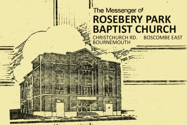front cover of November 1991 Good News magazine from Rosebery Park Baptist Church where the district address is given as Boscombe East rather than Pokesdown. It shows a picture of the church building.