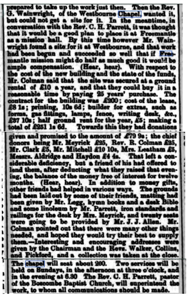 article about opening of Freemantle Chapel part 2