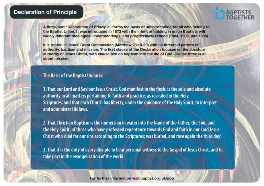 Baptist Union Declaration of Principle plain text version given below