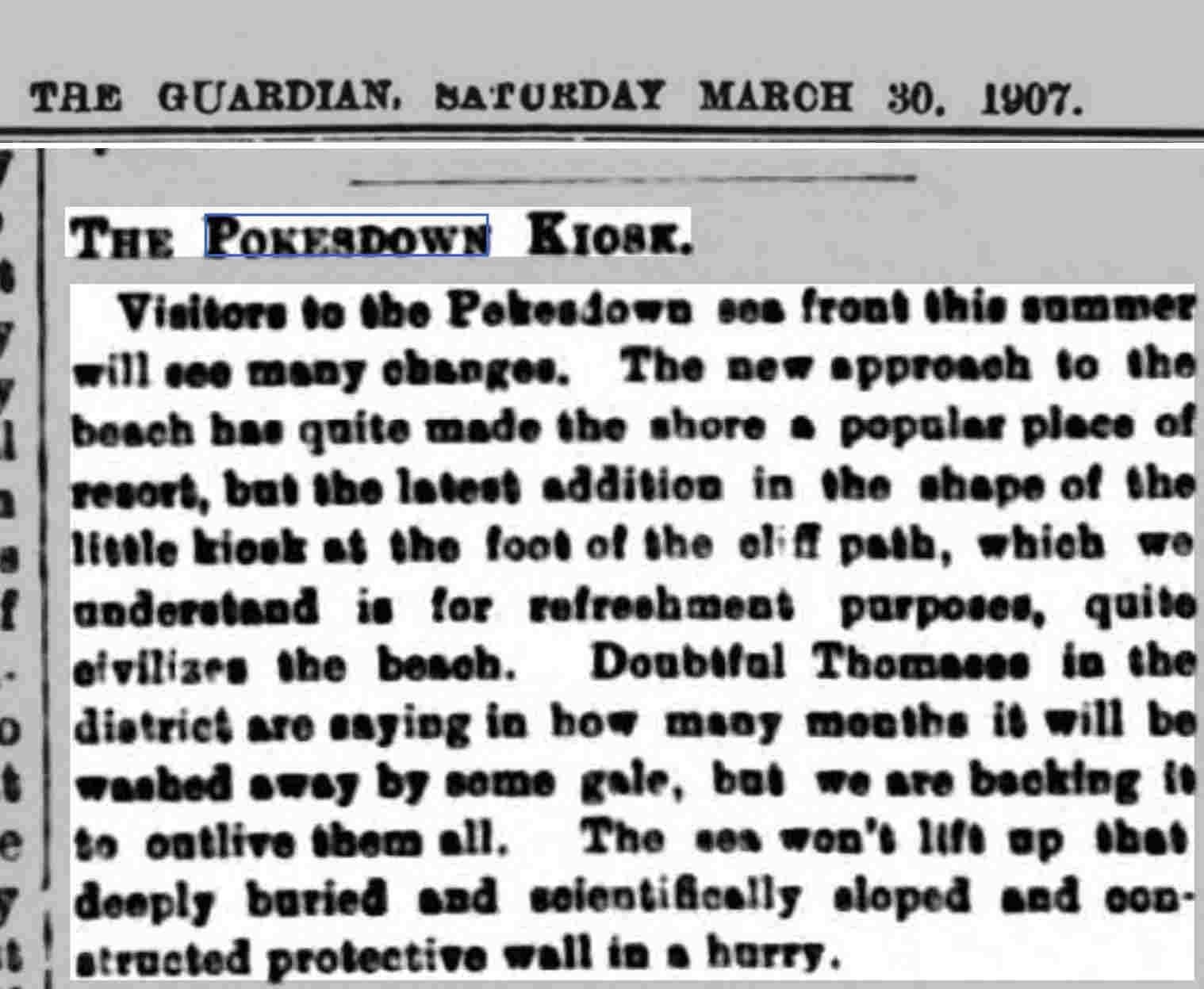 Bournemouth Guardian article about Pokesdown beach kiosk